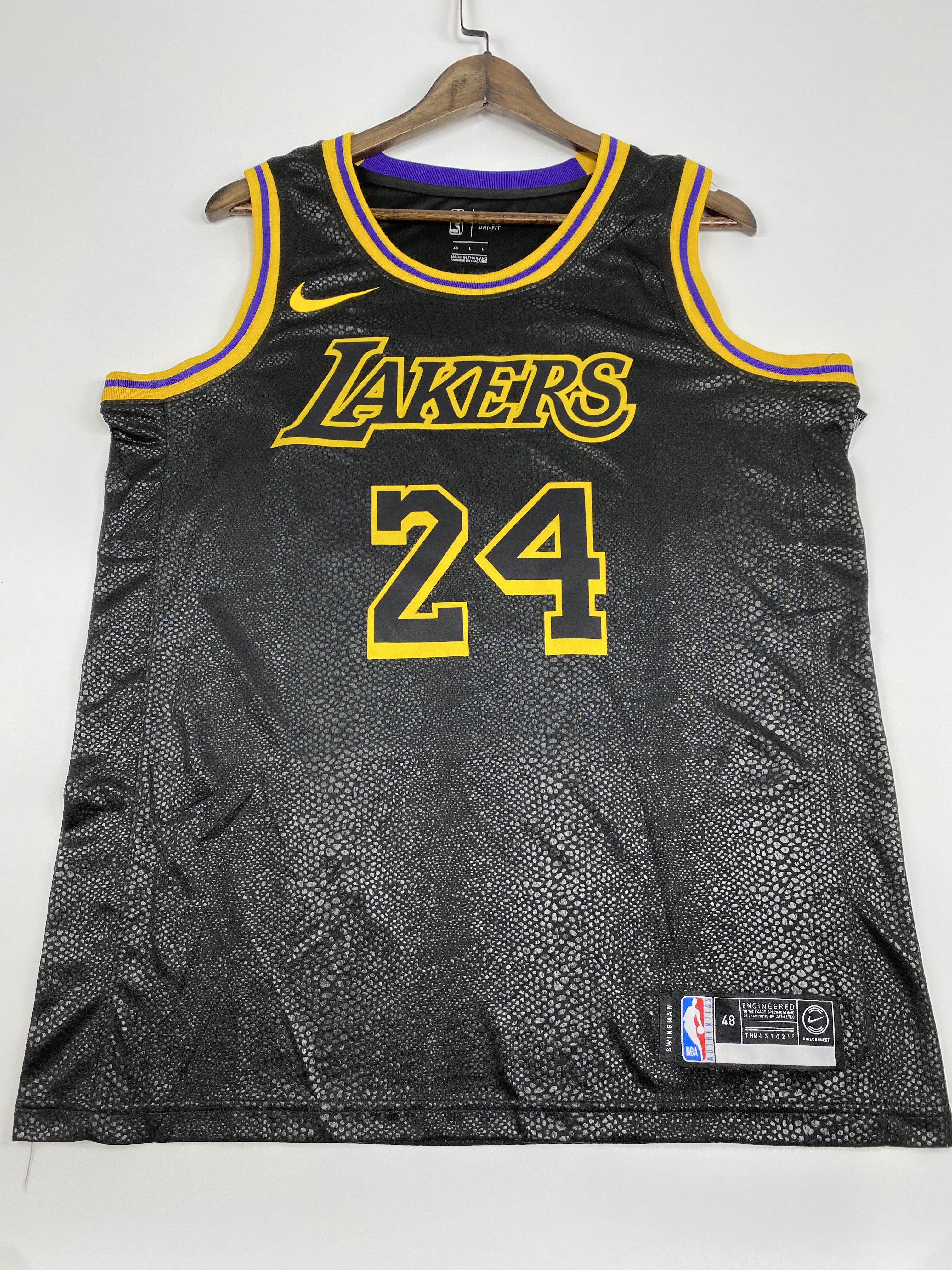 Lakers Mamba Black Hot Pressed Jersey/NBA 湖人队黑曼巴24号bryant