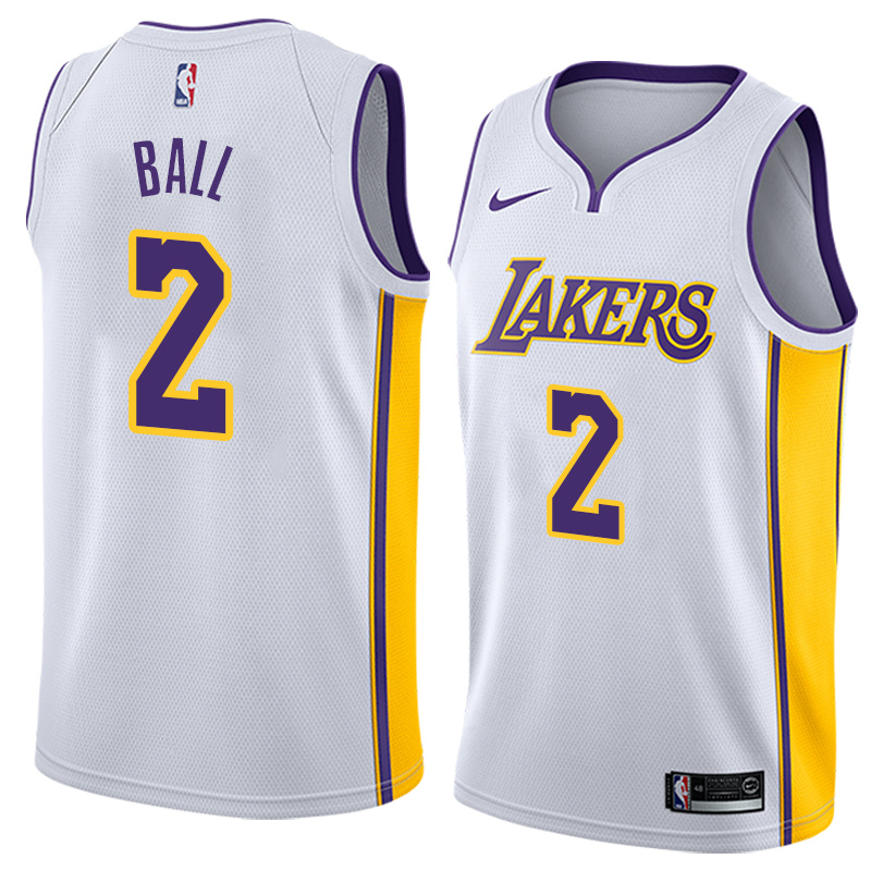 Lakers White V-Neck Hot Pressed Jersey