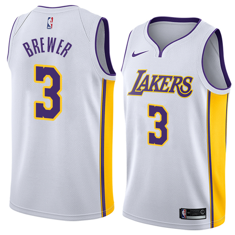 Lakers White V-Neck Hot Pressed Jersey