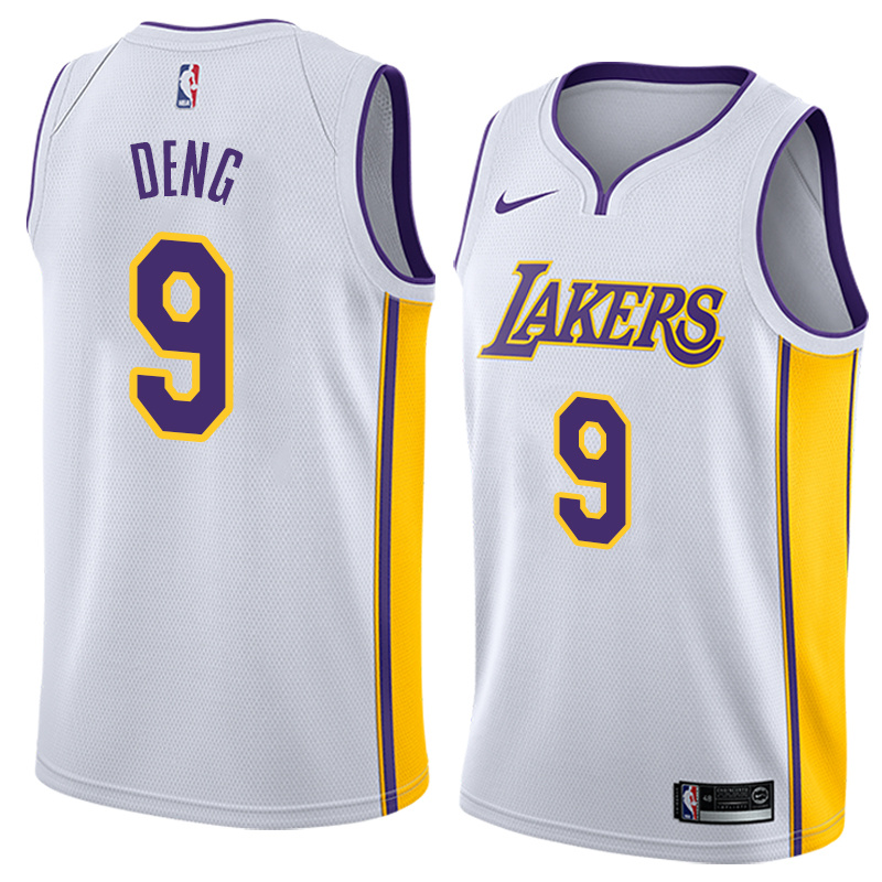Lakers White V-Neck Hot Pressed Jersey
