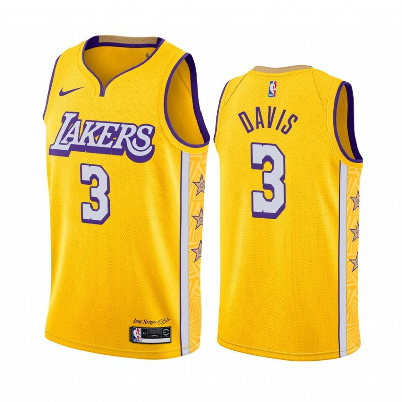 19-20 Lakers Yellow V-Neck Hot Pressed Jersey