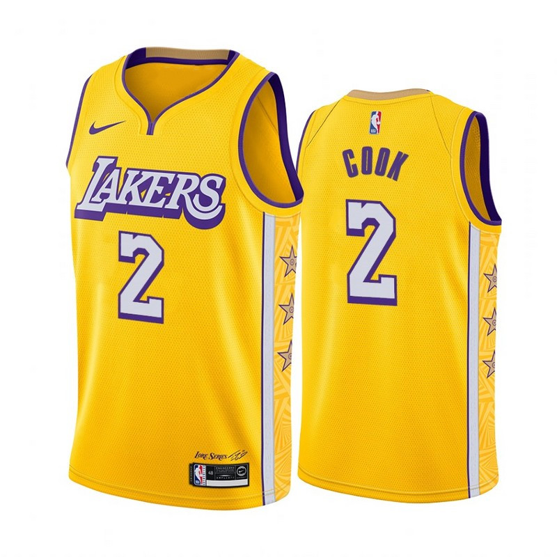 19-20 Lakers Yellow V-Neck Hot Pressed Jersey