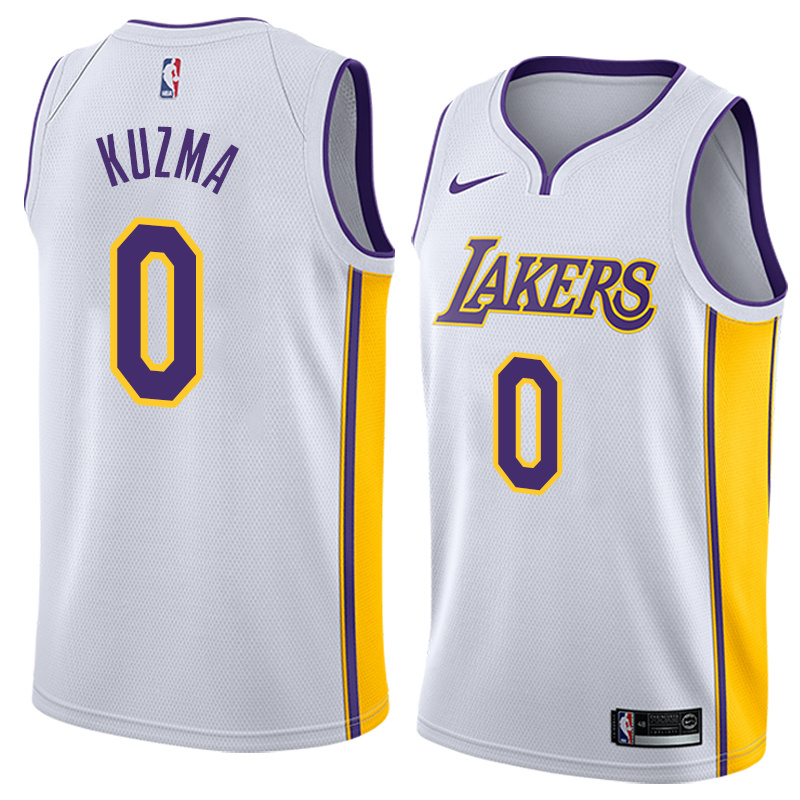 Lakers White V-Neck Hot Pressed Jersey
