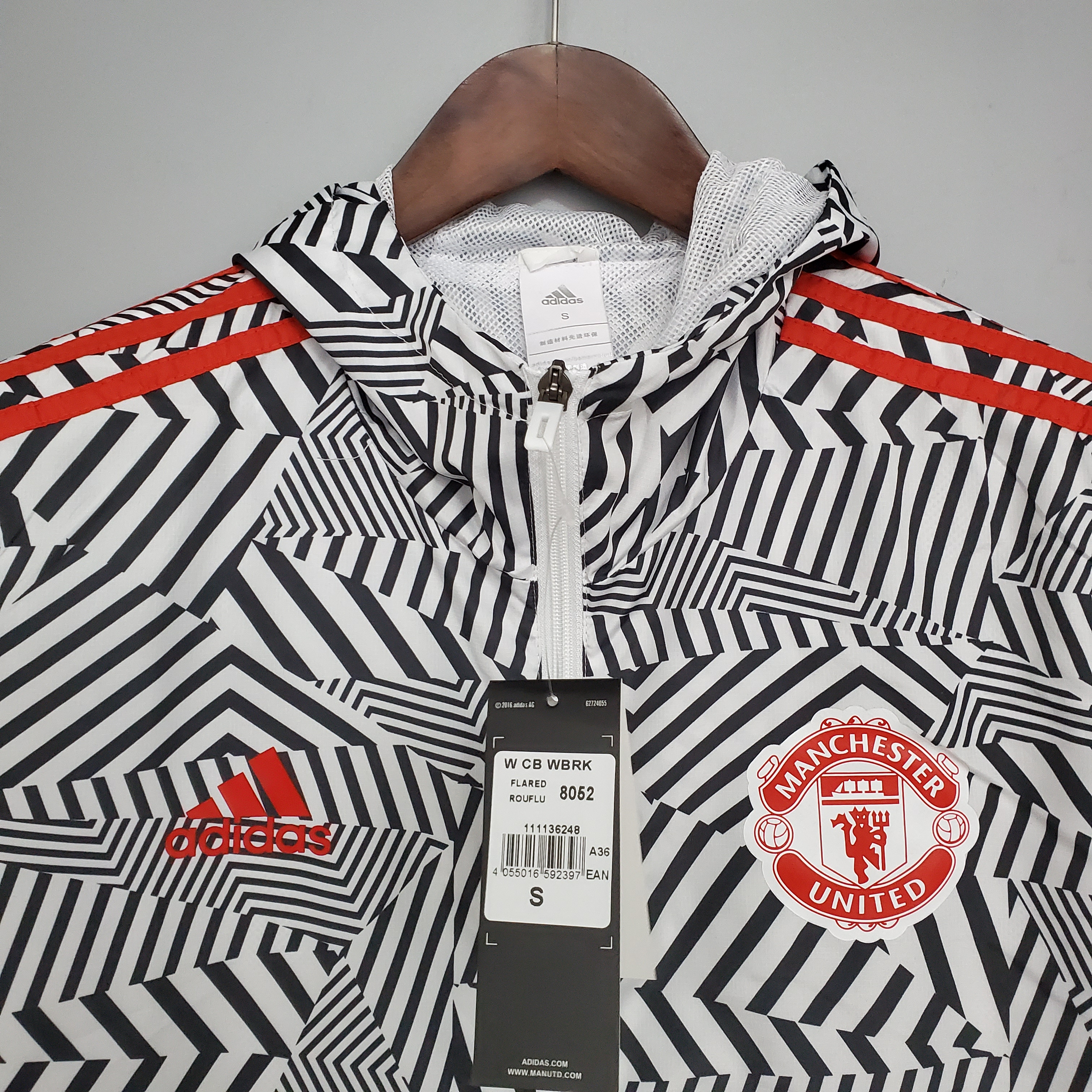 2122 Windbreaker Manchester United Black and White Stripes S-XXL