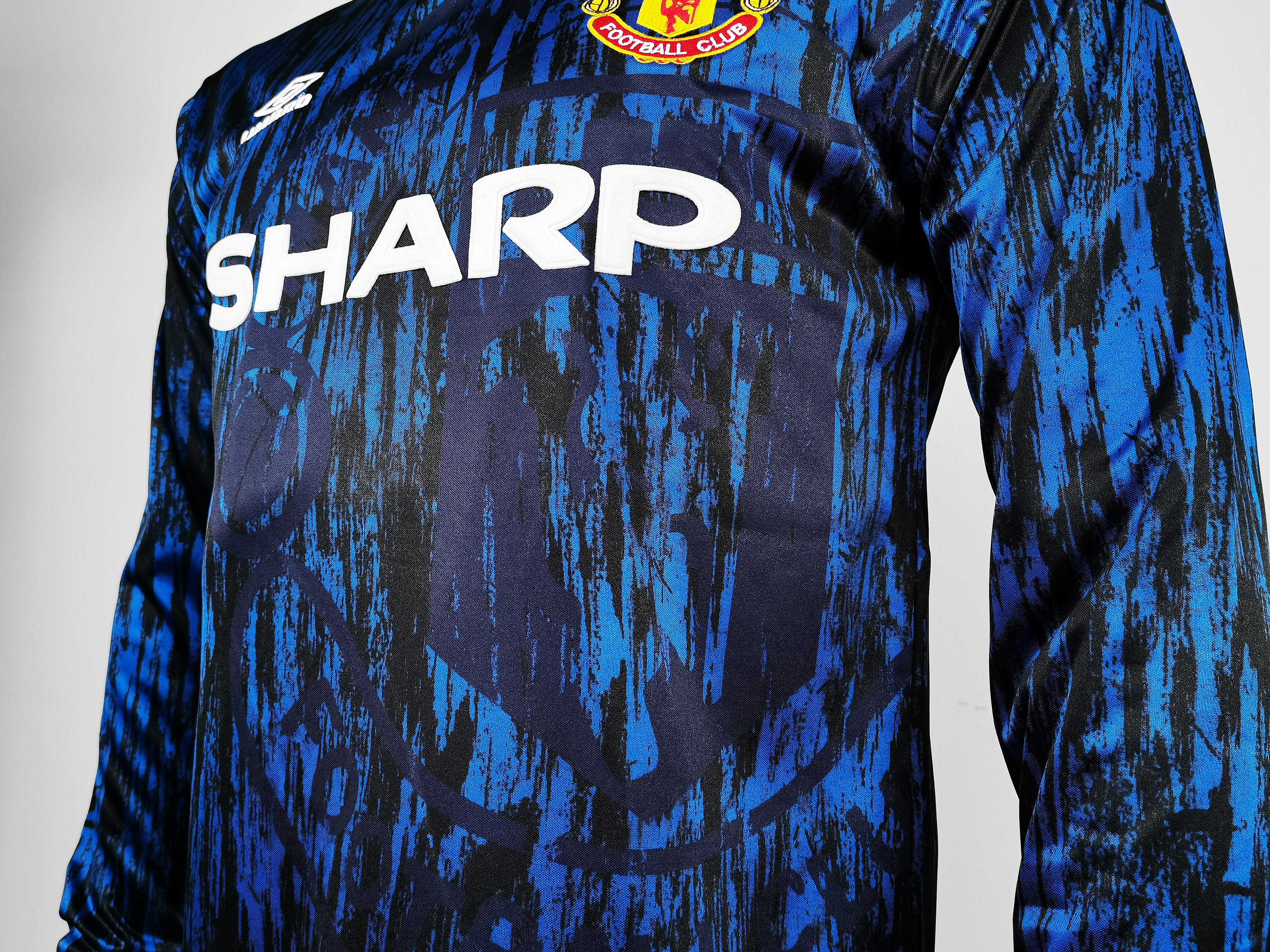 1993 Manchester United Away Blue Long Sleeve Retro Jersey/1993 曼联客场长袖
