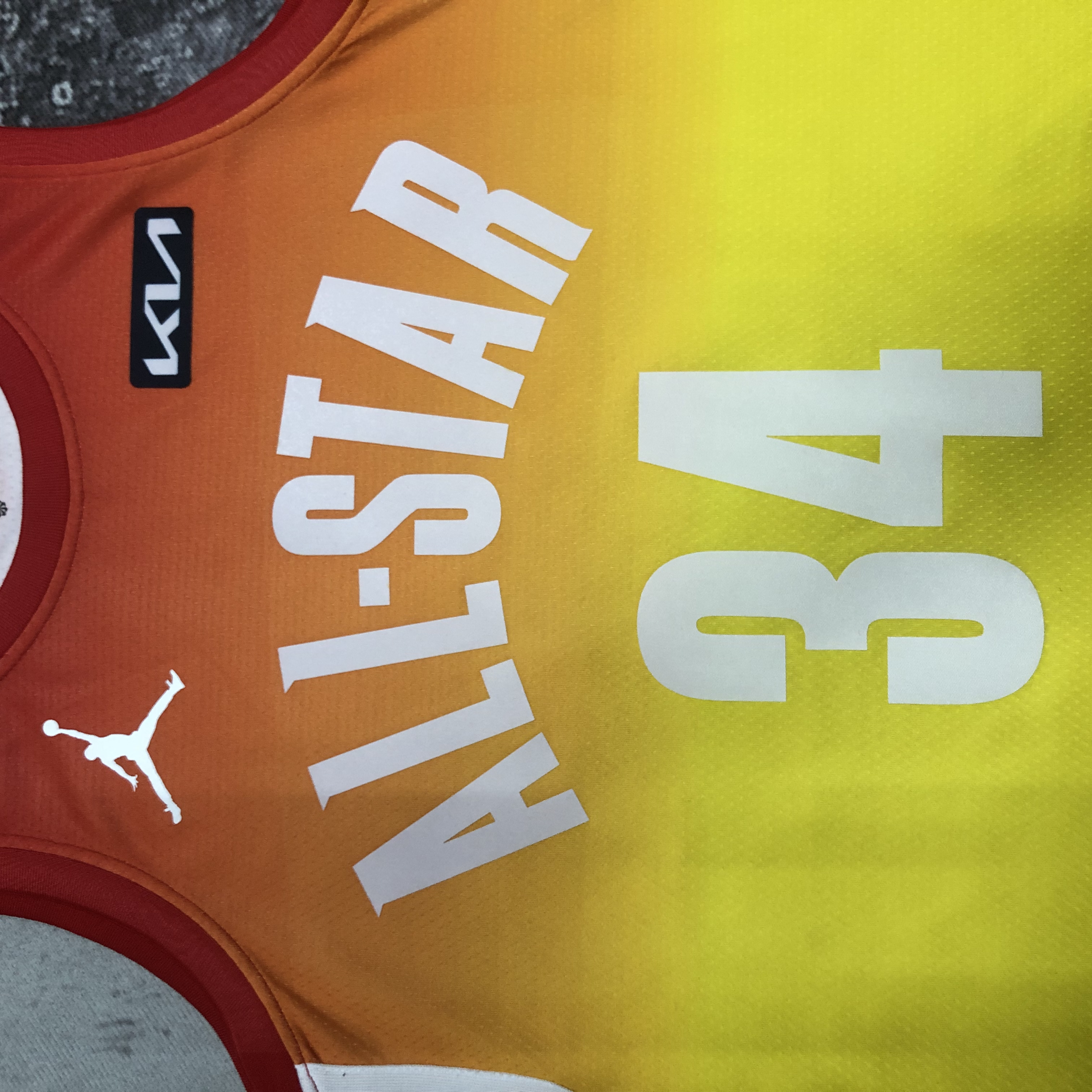 2023 NBA All Star Yellow 34#ANTETOKOUNMPO Hot Pressed Jersey
