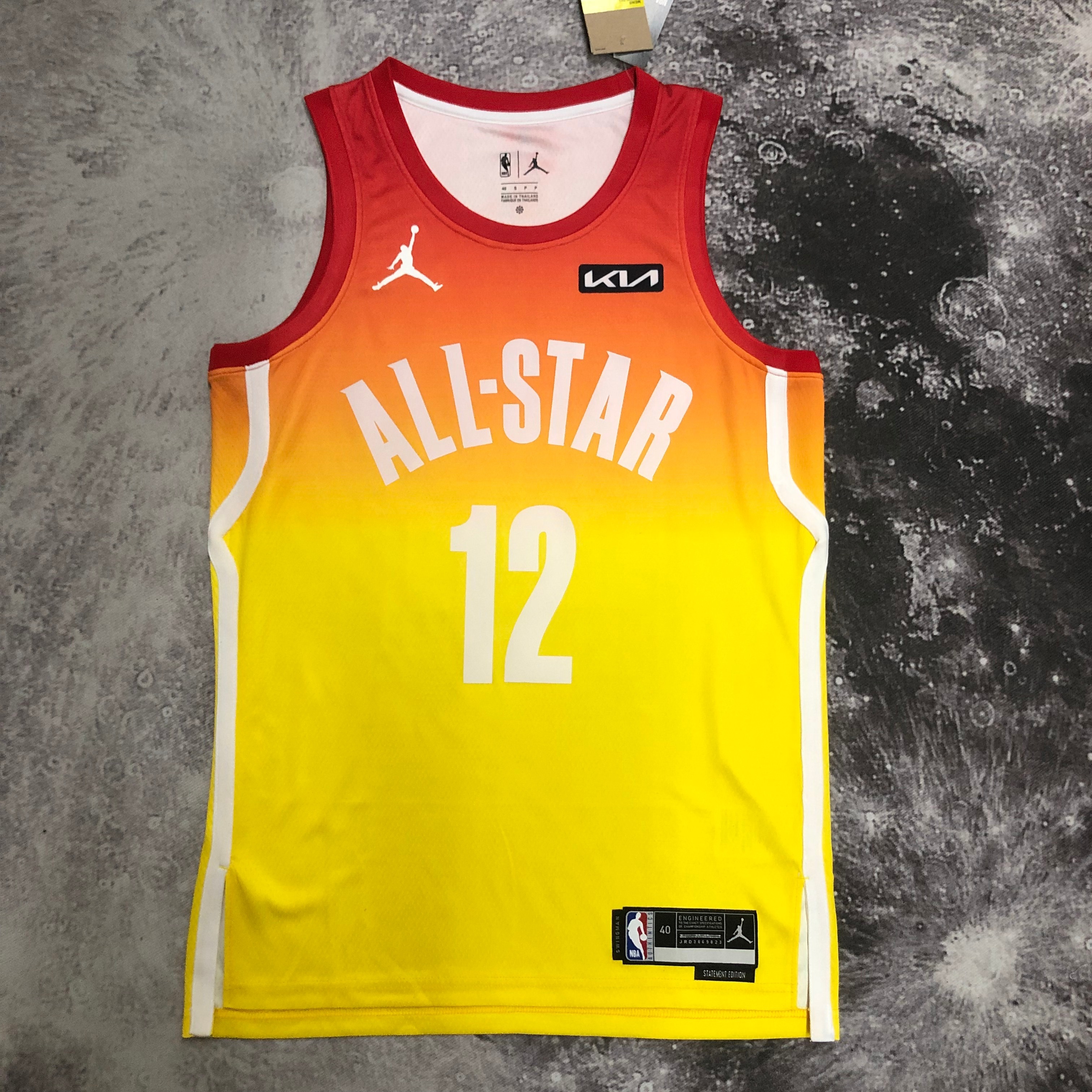 2023 NBA All Star Yellow 12#MORANT Hot Pressed Jersey