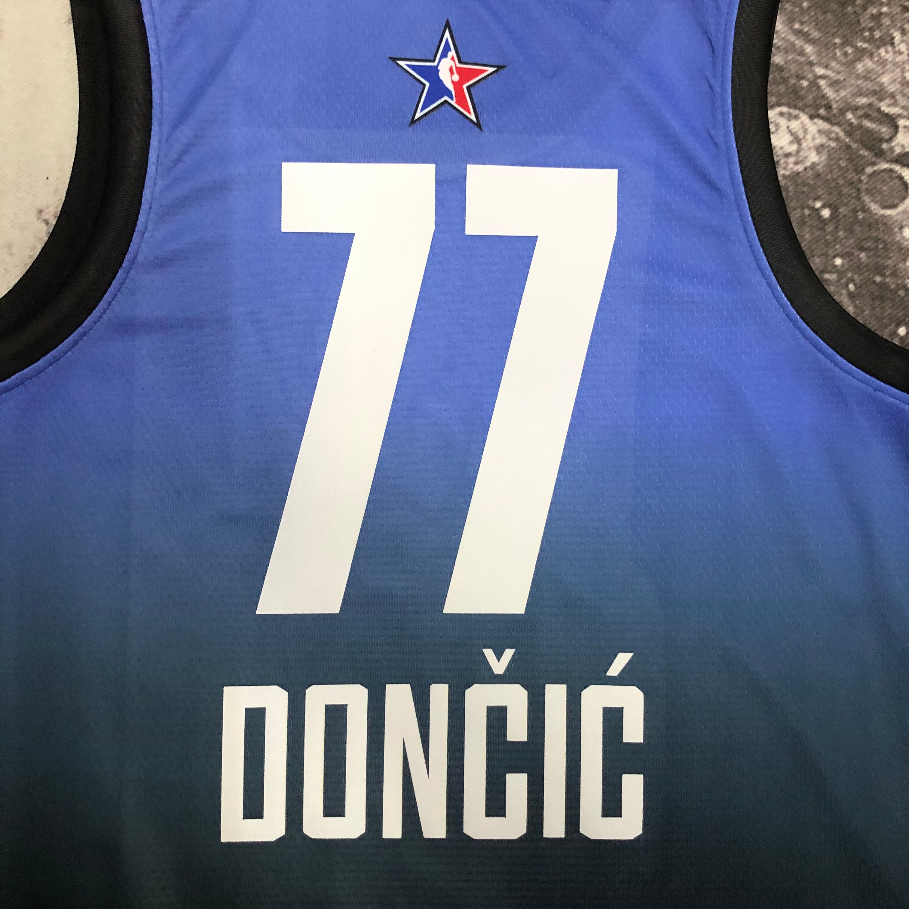 2023 NBA All Star Blue 77#DONCIC Hot Pressed Jersey