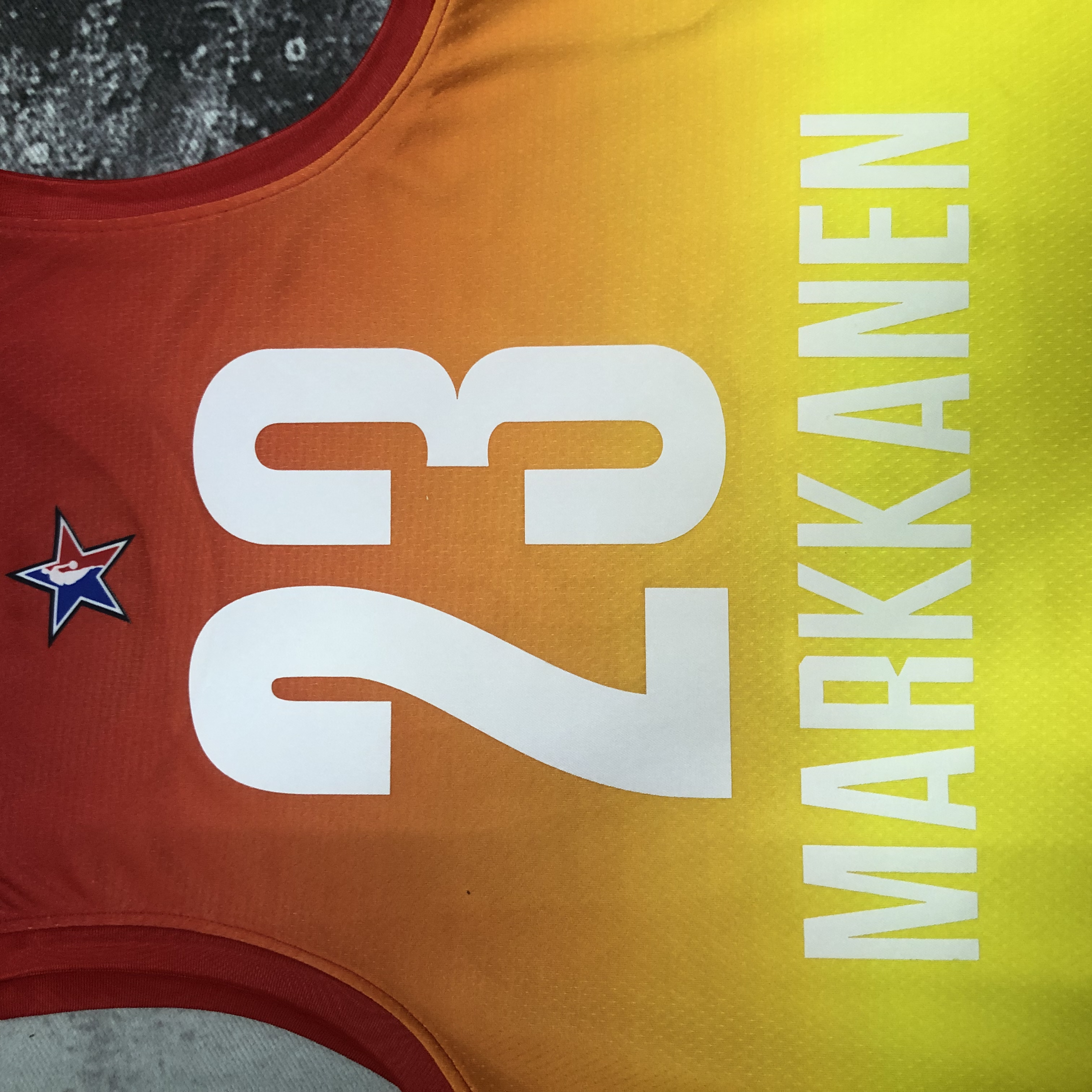 2023 NBA All Star Yellow 23#MARKKANEN Hot Pressed Jersey