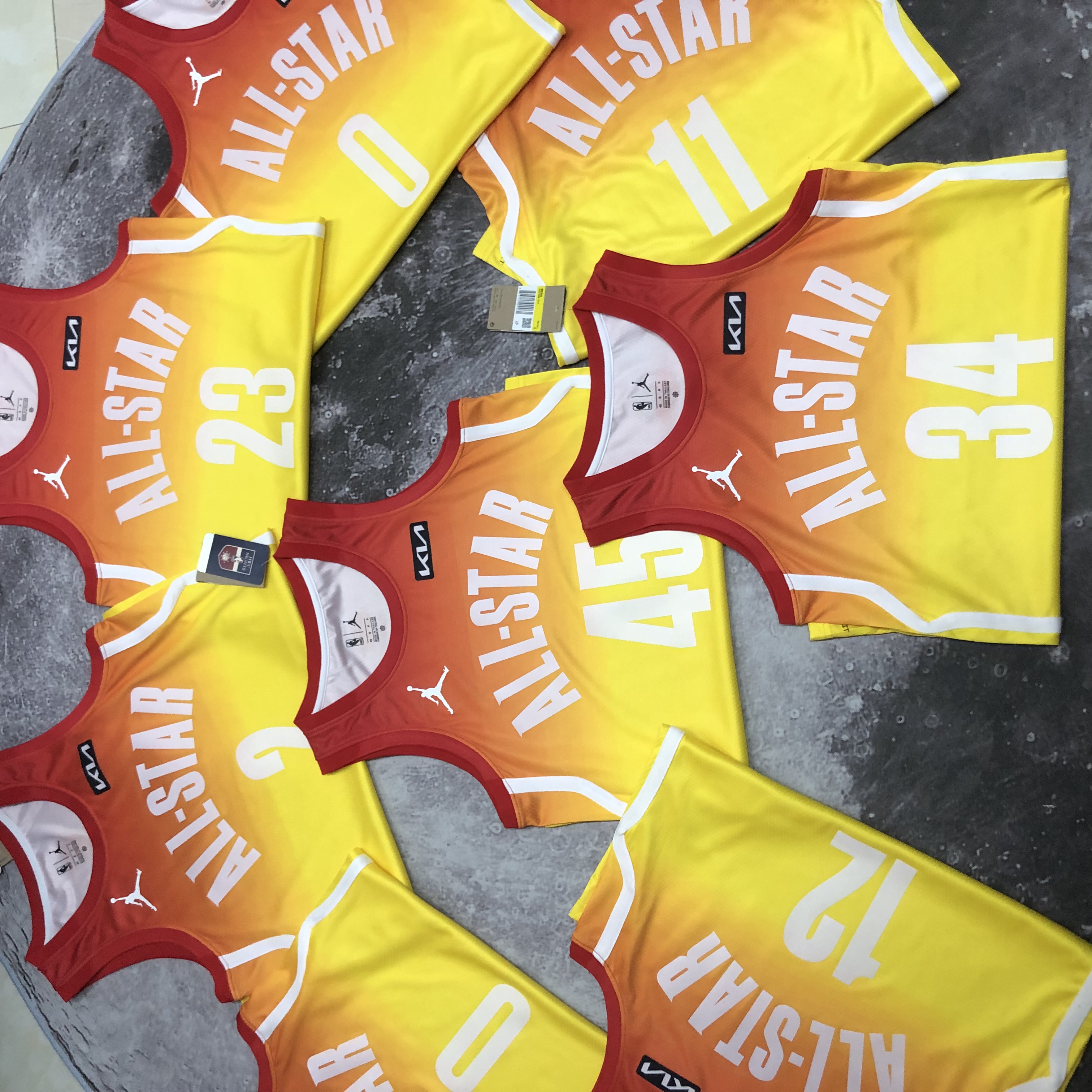 2023 NBA All Star Yellow 0#LILLARD Hot Pressed Jersey