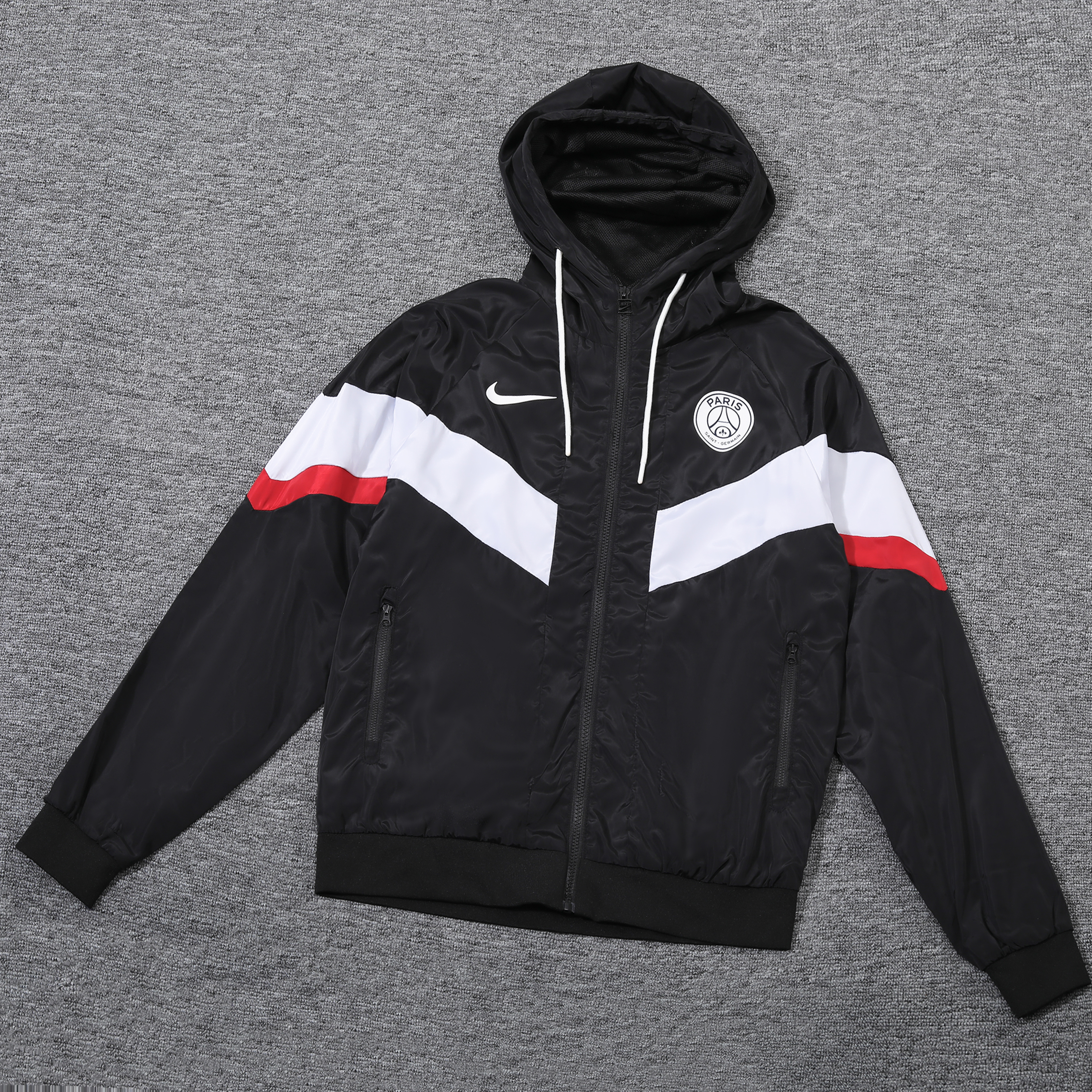2023 PSG Player Hooded Windbreaker S-XXL/2023巴黎黑色球员版防风衣