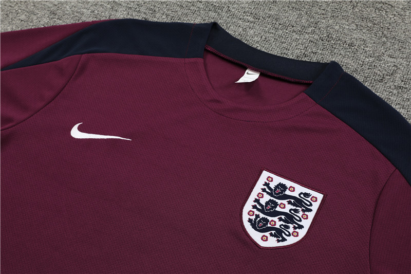 24-25 England Short Sleeve Training Suit/ 24-25 短袖训练服英格兰枣红色