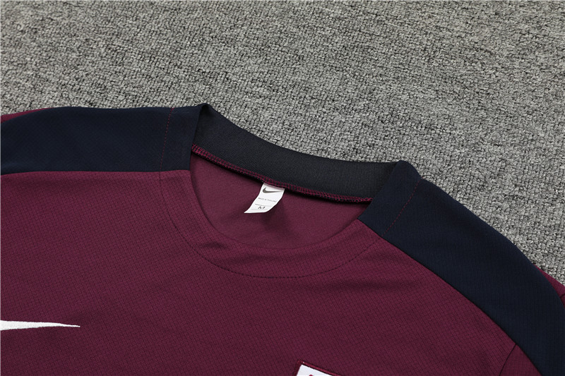 24-25 England Short Sleeve Training Suit/ 24-25 短袖训练服英格兰枣红色