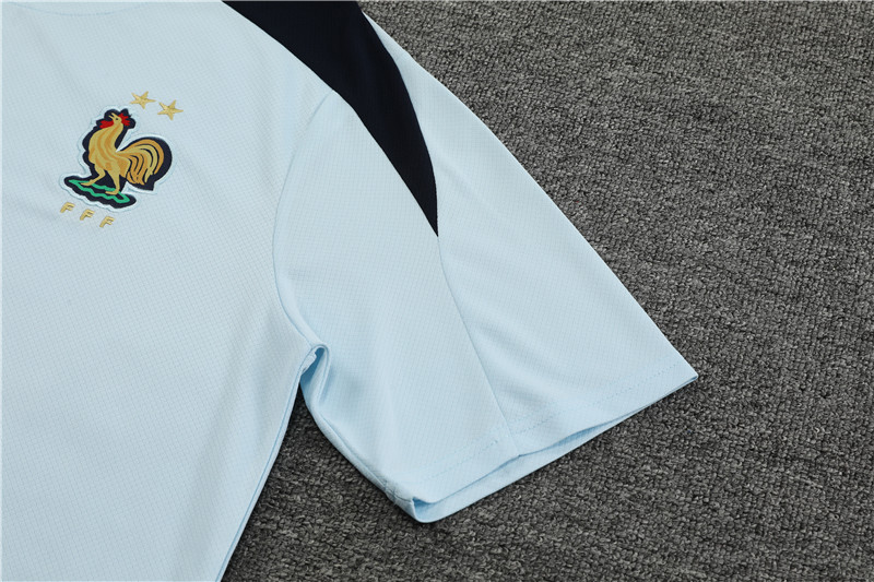 2024 France Short Sleeve Training Suit/2024法国浅兰色短袖训练服
