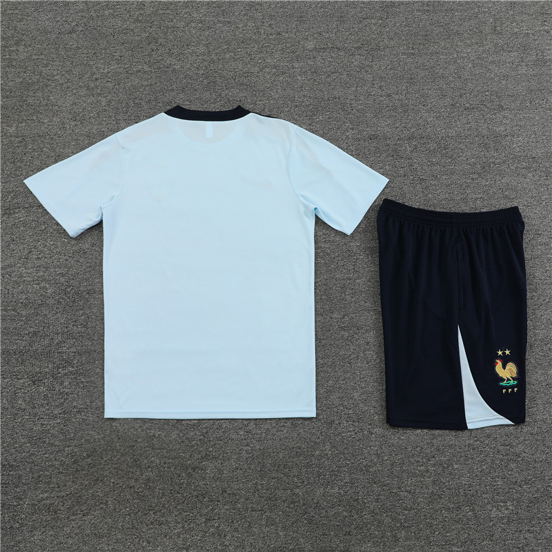 2024 France Short Sleeve Training Suit/2024法国浅兰色短袖训练服
