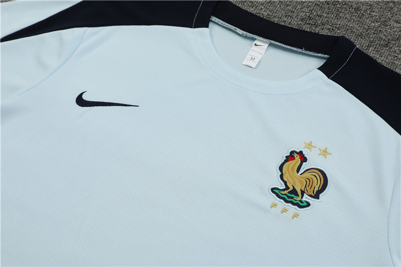 2024 France Short Sleeve Training Suit/2024法国浅兰色短袖训练服