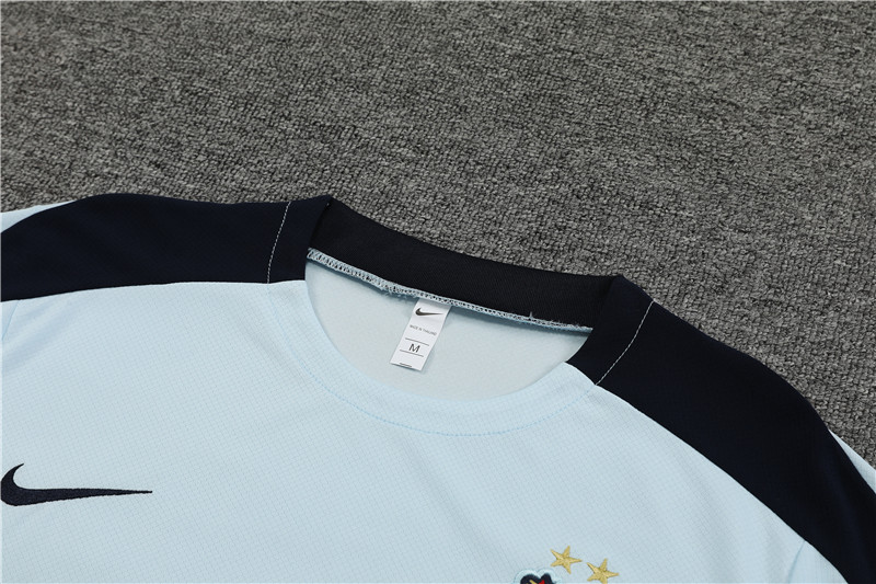 2024 France Short Sleeve Training Suit/2024法国浅兰色短袖训练服