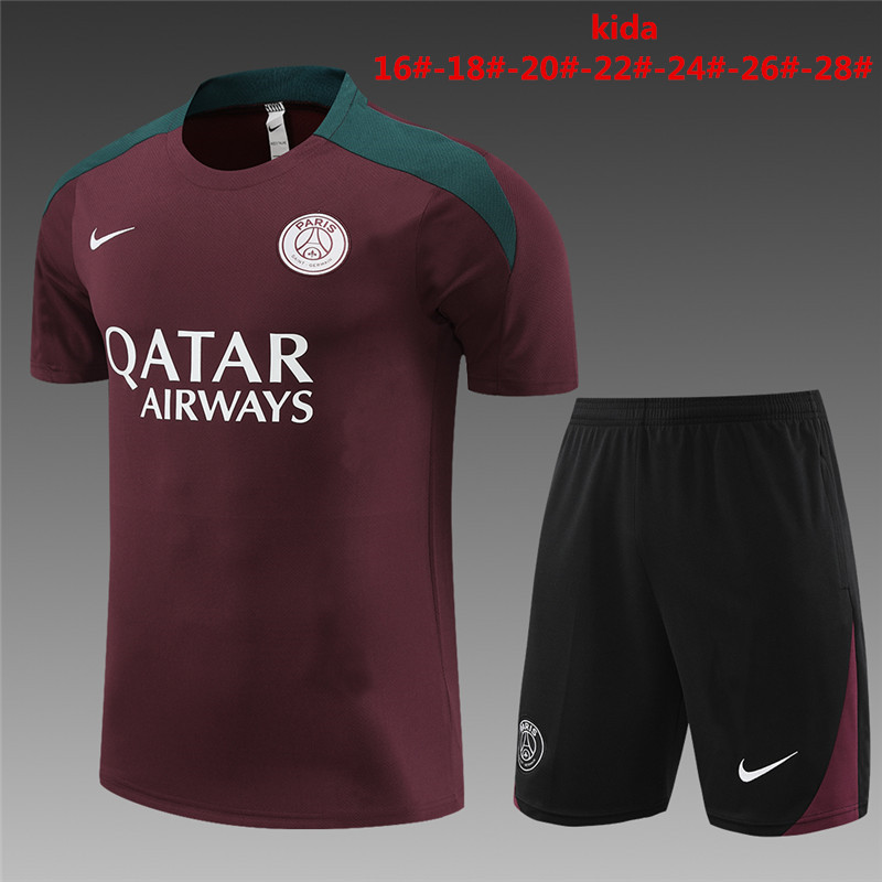 24-25 PSG Short Sleeve Training Suit/24-25短袖训练服PSG枣红色