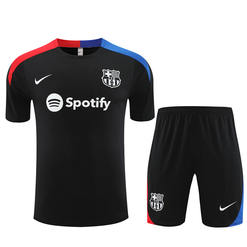 24-25 Barcelona Short Sleeve Training Suit/24-25短袖训练服巴萨黑色