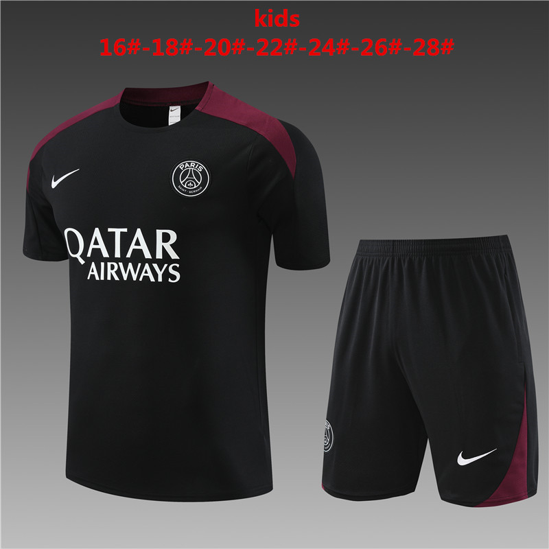 24-25 PSG Short Sleeve Training Suit/24-25短袖训练服PSG巴黎黑色