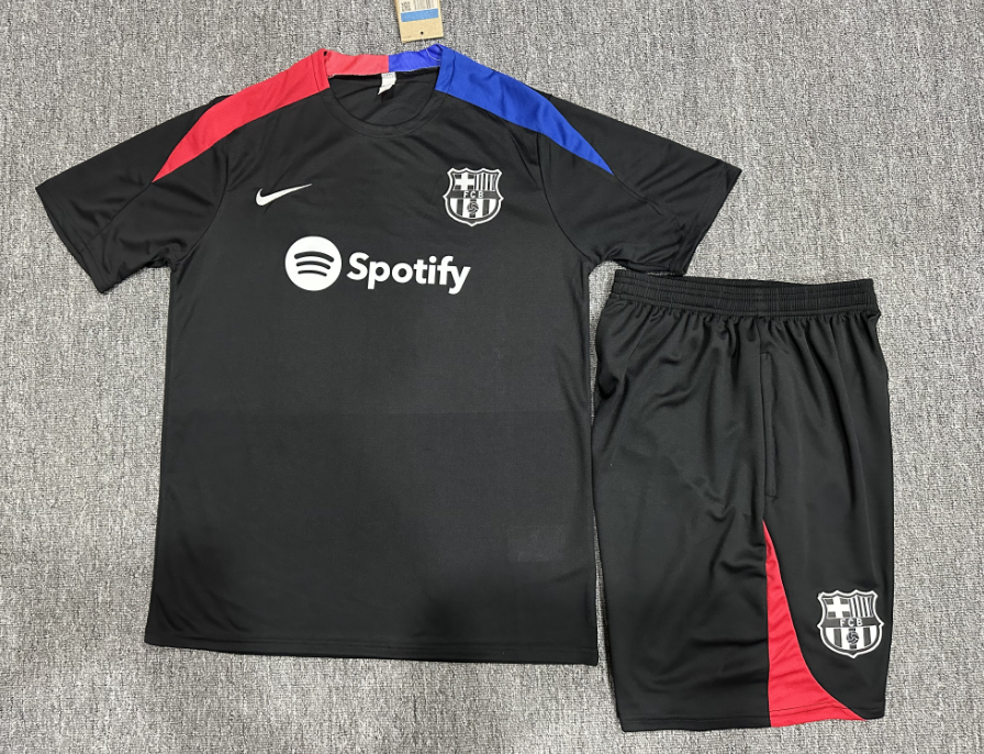 24-25 Barcelona Short Sleeve Training Suit/24-25短袖训练服巴萨黑色