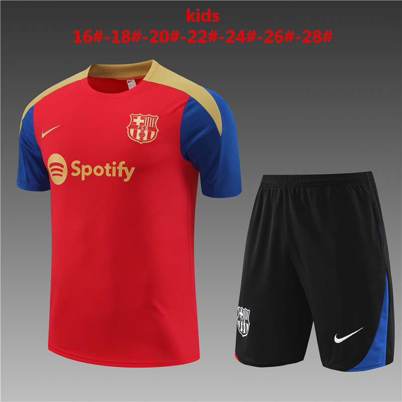 24-25 Barcelona Short Sleeve Training Suit/24-25短袖训练服巴萨红色