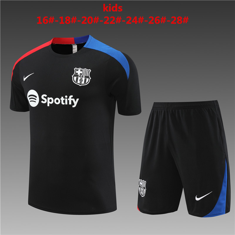 24-25 Barcelona Short Sleeve Training Suit/24-25短袖训练服巴萨黑色