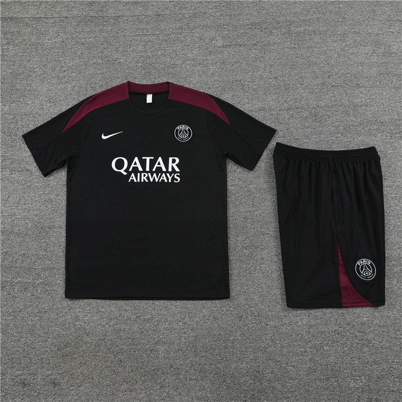 24-25 PSG Short Sleeve Training Suit/24-25短袖训练服PSG巴黎黑色