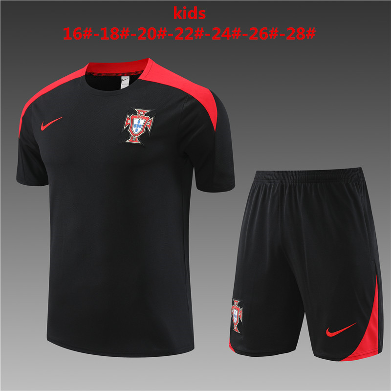 24-25 Portugal Short Sleeve Training Suit/24-25短袖训练服葡萄牙黑色