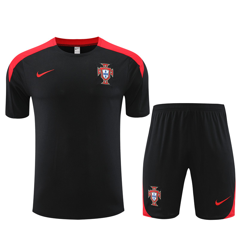 24-25 Portugal Short Sleeve Training Suit/24-25短袖训练服葡萄牙黑色