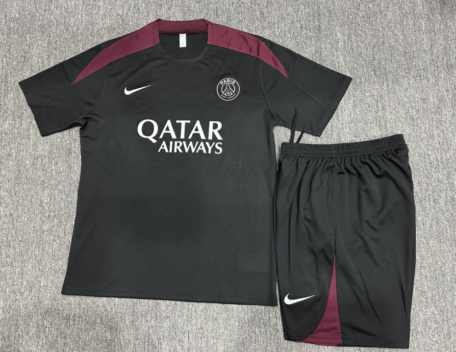24-25 PSG Short Sleeve Training Suit/24-25短袖训练服PSG巴黎黑色