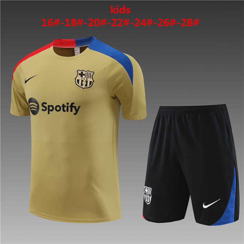 24-25 Barcelona Short Sleeve Training Suit/24-25短袖训练服巴萨金色