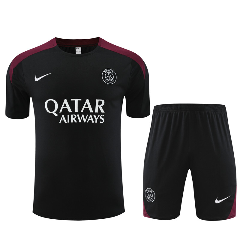 24-25 PSG Short Sleeve Training Suit/24-25短袖训练服PSG巴黎黑色