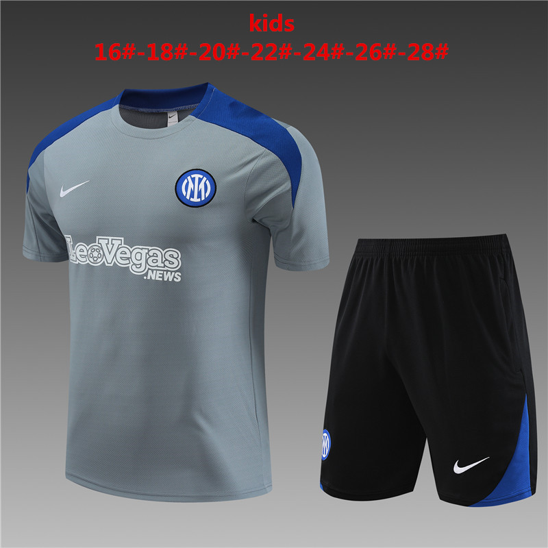 24-25 Inter Milan Short Sleeve Training Suit/24-25短袖训练服国米灰色