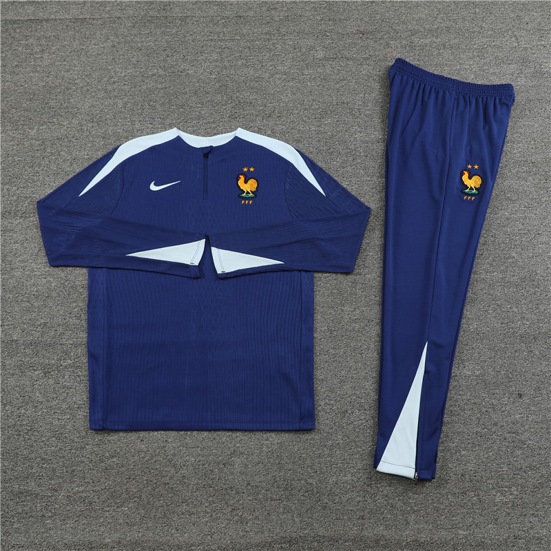 2024 France Blue Player Version Training Suit/2024法国蓝色半拉训练服,球员版