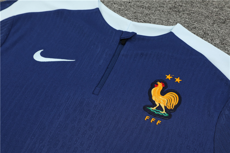 2024 France Blue Player Version Training Suit/2024法国蓝色半拉训练服,球员版