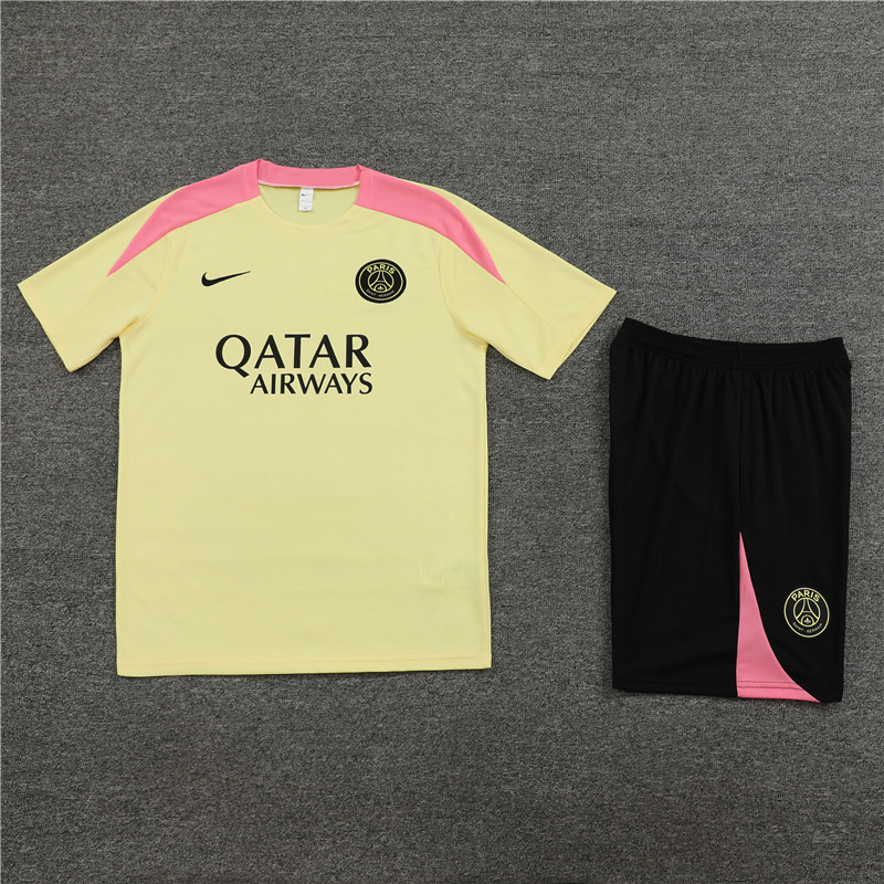 24-25 PSG Yellow Short Sleeve Training Suit/24-25psg巴黎短袖训练服