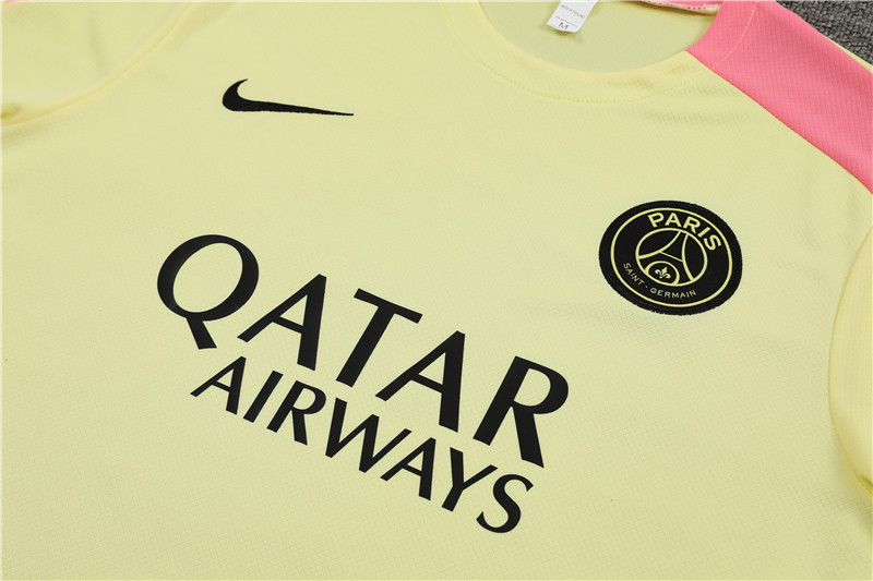 24-25 PSG Yellow Short Sleeve Training Suit/24-25psg巴黎短袖训练服