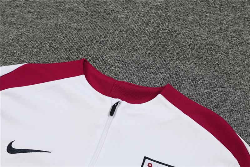 2024 England White Player Version Training Suit/2024英格兰半拉训练服,球员版