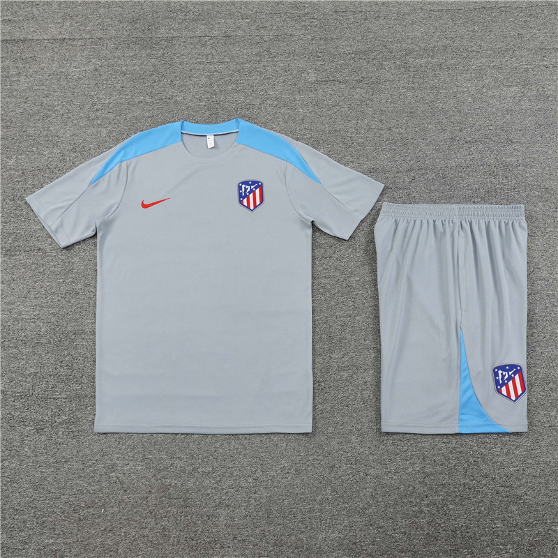 24-25 Atletico Madrid Gray Short Sleeve Training Suit/ 24-25 马竞灰色短袖训练服