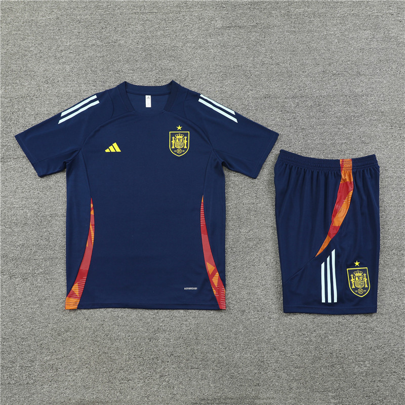 2024 Spain Blue Short Sleeve Training Suit/ 2024 西班牙短袖训练服