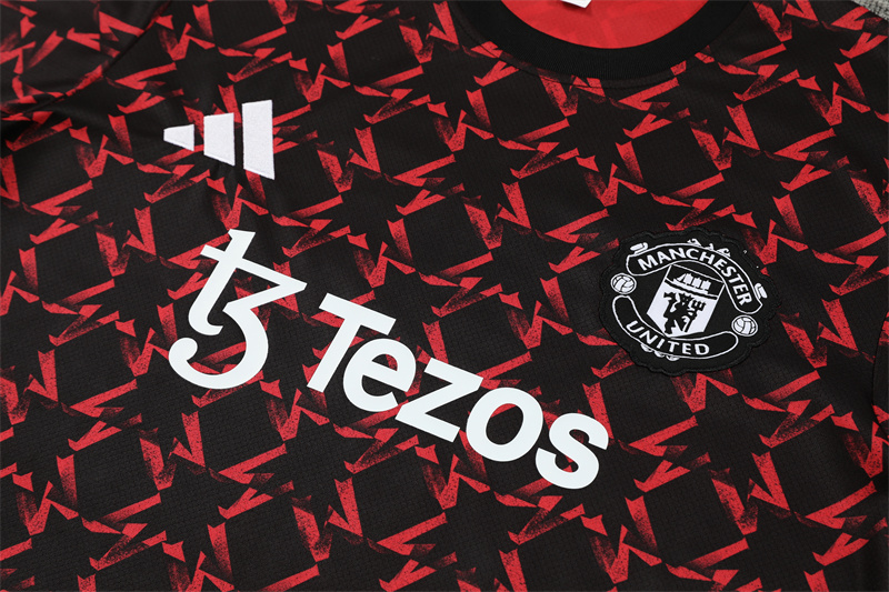 24-25 Manchester United Red Short Sleeve Training Suit/ 24-25 曼联红色短袖训练服