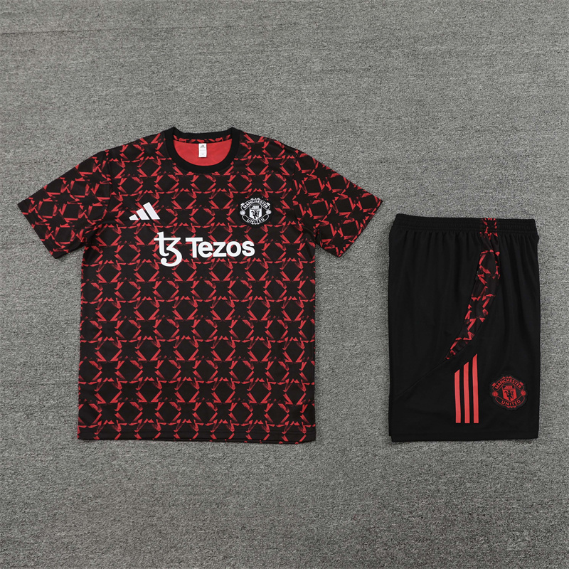 24-25 Manchester United Red Short Sleeve Training Suit/ 24-25 曼联红色短袖训练服