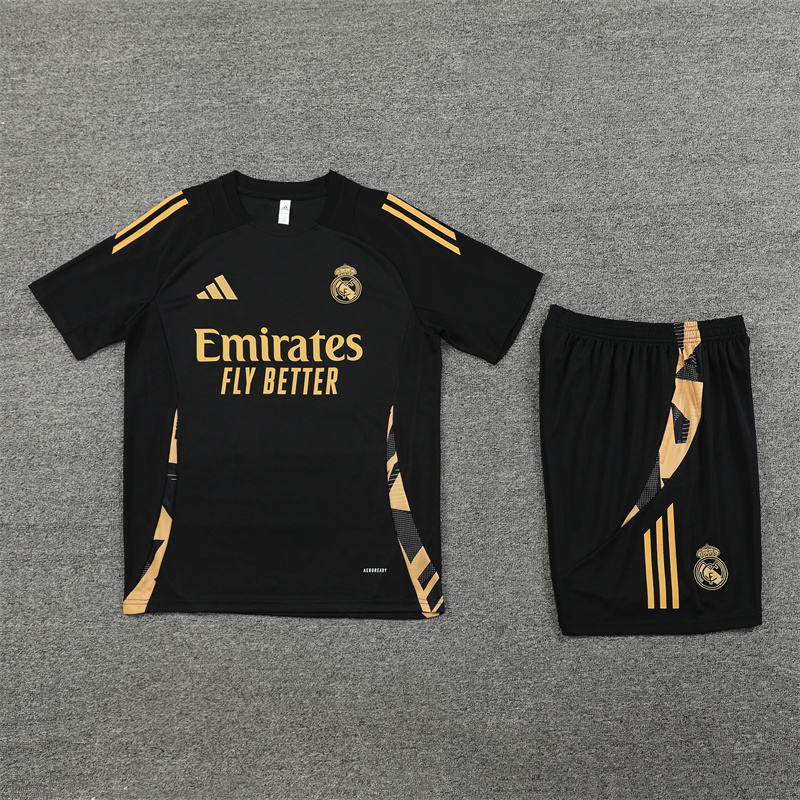 24-25 Real Madrid Black Gold Short Sleeve Training Suit/ 24-25 皇马黑金短袖训练服