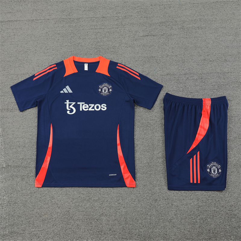 24-25 Manchester United Blue Short Sleeve Training Suit/ 24-25 曼联蓝色短袖训练服