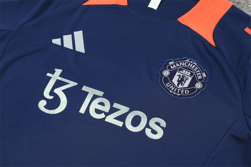 24-25 Manchester United Blue Short Sleeve Training Suit/ 24-25 曼联蓝色短袖训练服