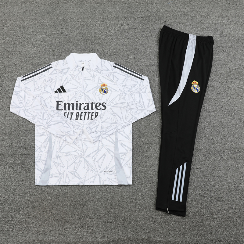 24-25 Real Madrid White Training Suit/ 24-25 皇马白色半拉训练服