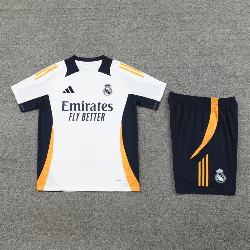24-25 Real Madrid White Short Sleeve Training Suit/ 24-25 皇马白色短袖训练服