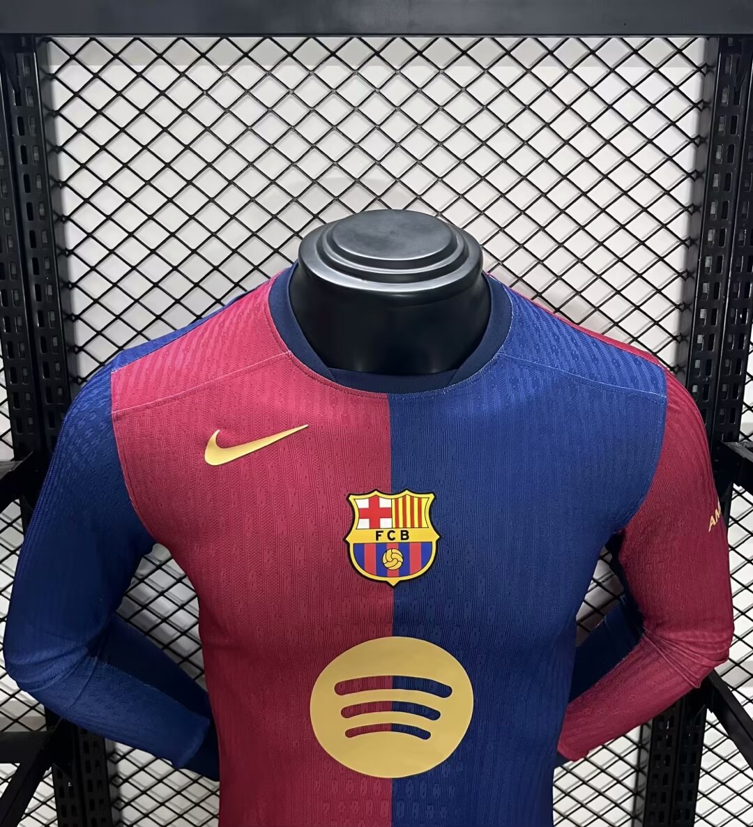 24-25 Barcelona Home Long Sleeve Player Version Jersey/ 24-25巴萨主场球员版长袖