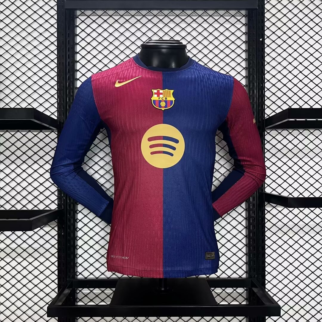 24-25 Barcelona Home Long Sleeve Player Version Jersey/ 24-25巴萨主场球员版长袖